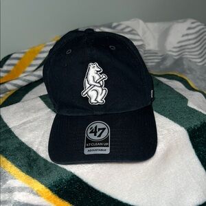 47 Brand Black Adjustable Hat with Bear Logo